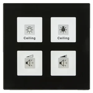 Glass Push-button Plus 4-fold,Μαύρο