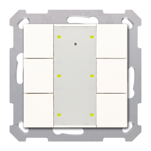 Κουμπί KNX RF+ Plus 6 θέσεων, με ενεργοποιητή, γυαλιστερό φινίρισμα Pure White