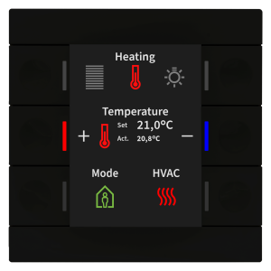 KNX Push Button Smart 86 με έγχρωμη οθόνη και αισθητήρα θερμοκρασίας, μαύρο μάτ