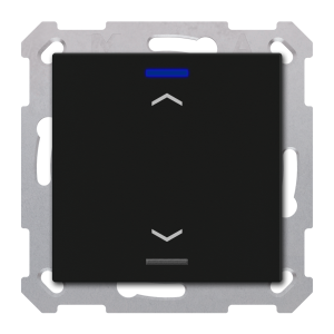 KNX Push Button Lite 55 1 gang, RGBW, Ρολά, με αισθητήρα θερμοκρασίας, μαύρο ματ