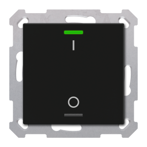 KNX Push Button Lite 55 1 gang, RGBW, Switch, με αισθητήρα θερμοκρασίας, μαύρο ματ