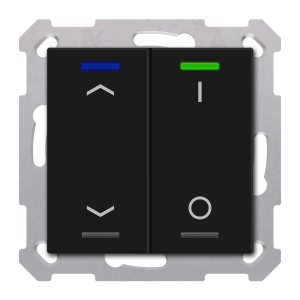 KNX RF+ Push Button Lite 55 2-Fold, Ρολά/Switch, RGBW, TS, Μαύρο ματ