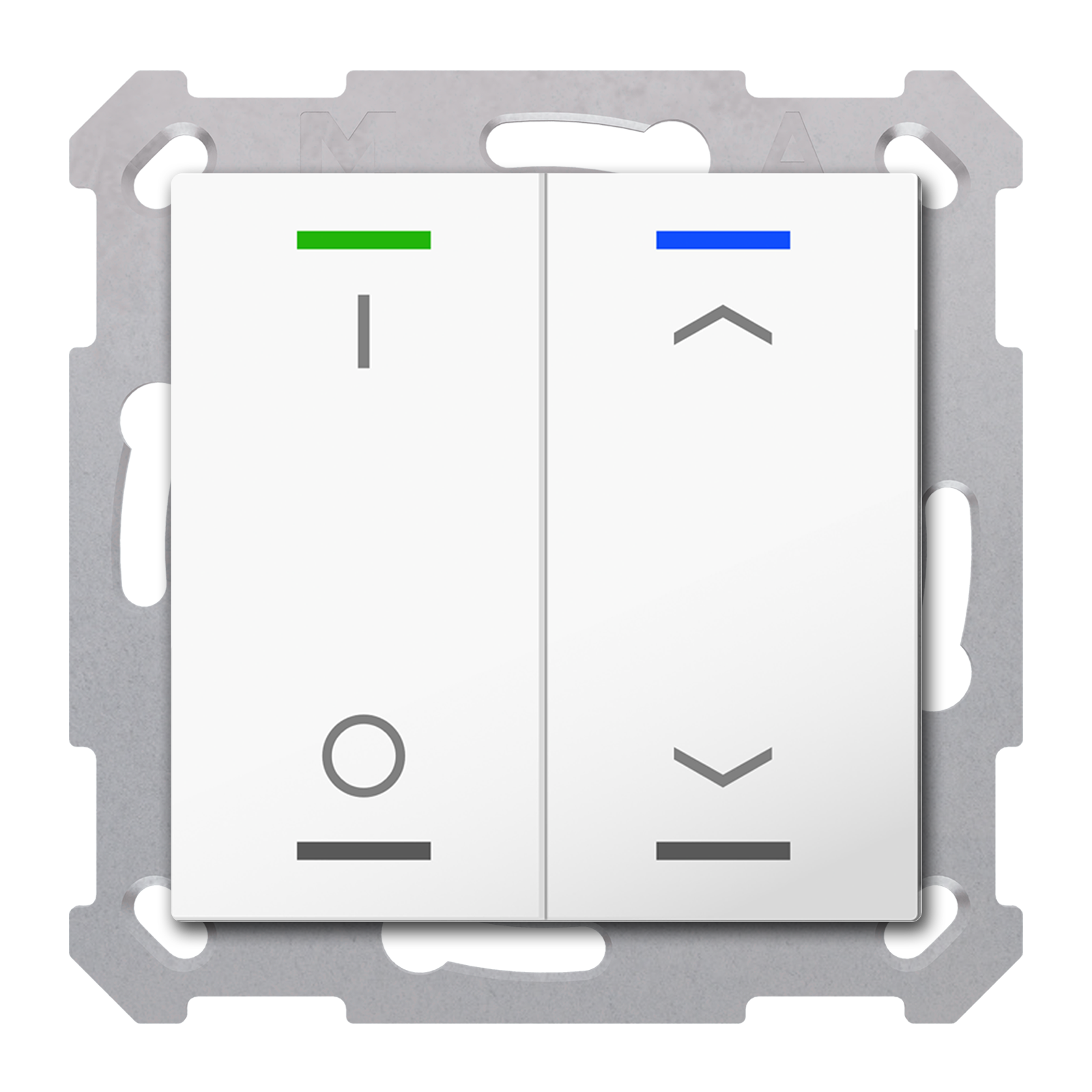 KNX RF+ Push Button Lite 55 2 gang, Switch/Ρολά, RGBW, TS, γυαλιστερό φινίρισμα Pure White