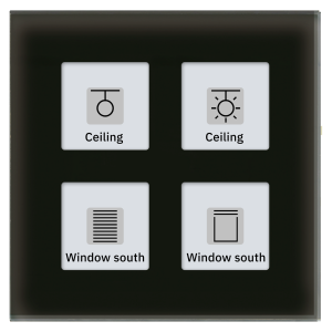Push button KNX RF+ από γυαλί Plus 4 θέσεων, με ενεργοποιητή, μαύρο