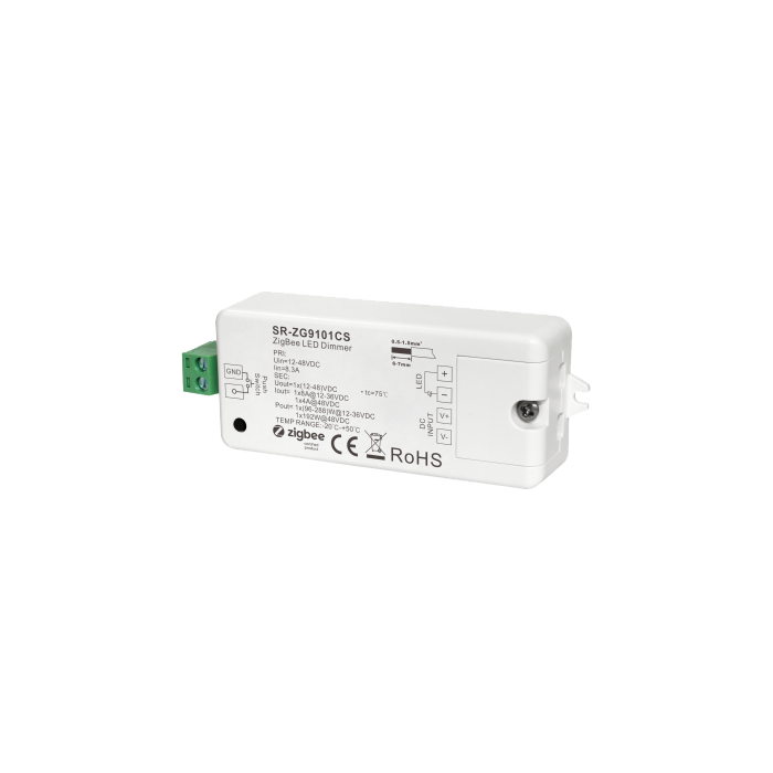 Ελεγκτής LED Zigbee μονού καναλιού συμβατός με σταθερή τάση SR-ZG9101CS