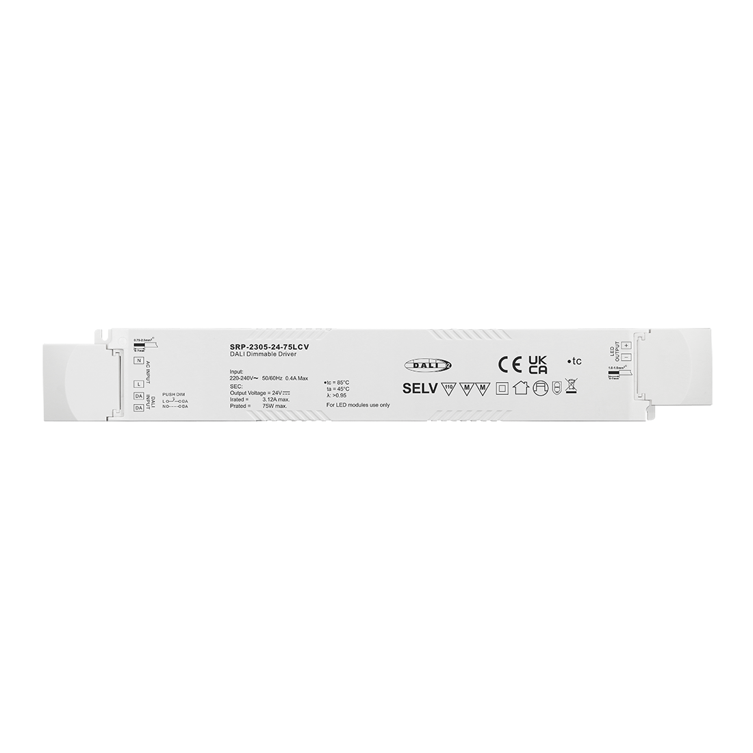 Οδηγός σταθερής τάσης75W 1 καναλιού 24VDC DALI DT6 LED