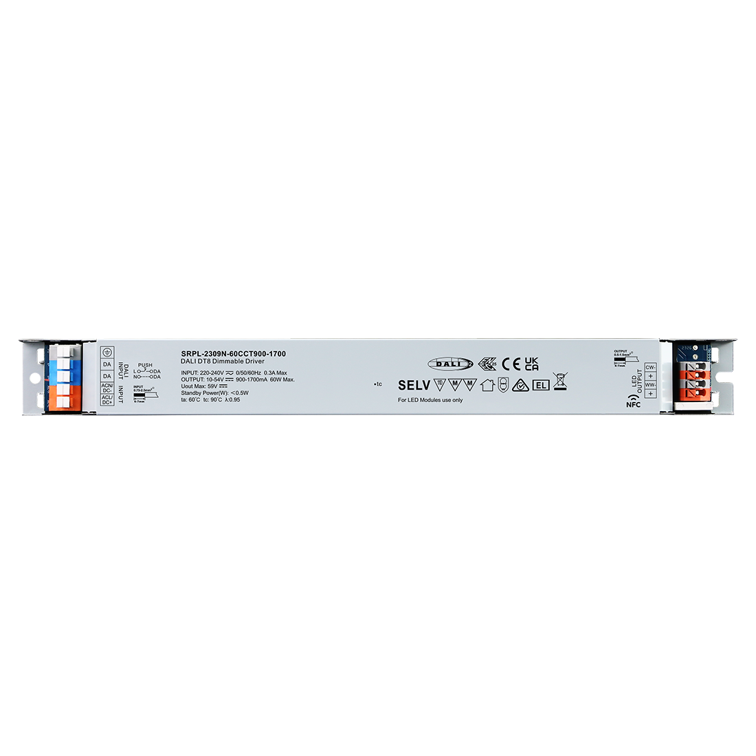 Οδηγός LED DALI DT8 NFC 60W (σταθερό ρεύμα)