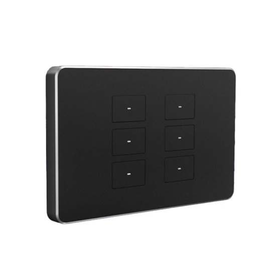 Premium KNX Aluminium Διακόπτης 6 Πλήκτρων με RGB LED Feedback & Αισθητήρα Θερμοκρασίας